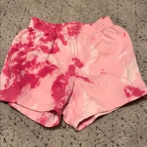 Bleached and pink dyed light pink soffe shorts